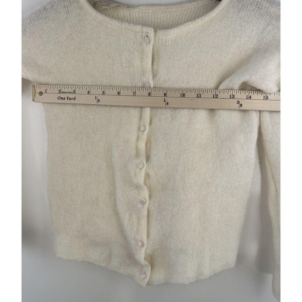 Sezane Gaspard Super Kid Mohair Baby Alpaca Ecru Cardigan Sweater XXS Luxury - Picture 10 of 14
